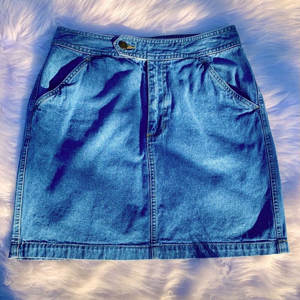Vintage 90’s Liz Claiborne Liz Wear Denim Skirt Mini Midi -‎ Streetwear - Size 8
